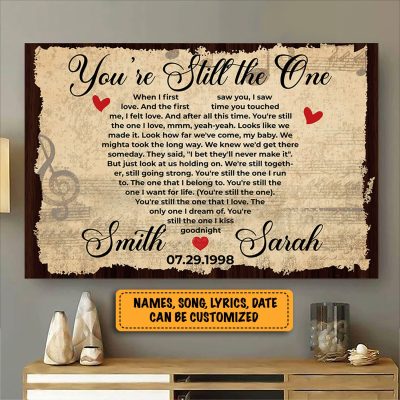 Personalized Vintage Heart Shape Love Song Lyrics Canvas Prints - Home Decor Wall Art - Poster - Anniversary Gift Ideas