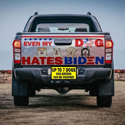 Even My Dogs Hate Biden Truck Tailgate Decal Sticker Wrap - Funny Anti Biden Chant F Joe Biden Vinyl Graphic Decal Bumper Sticker