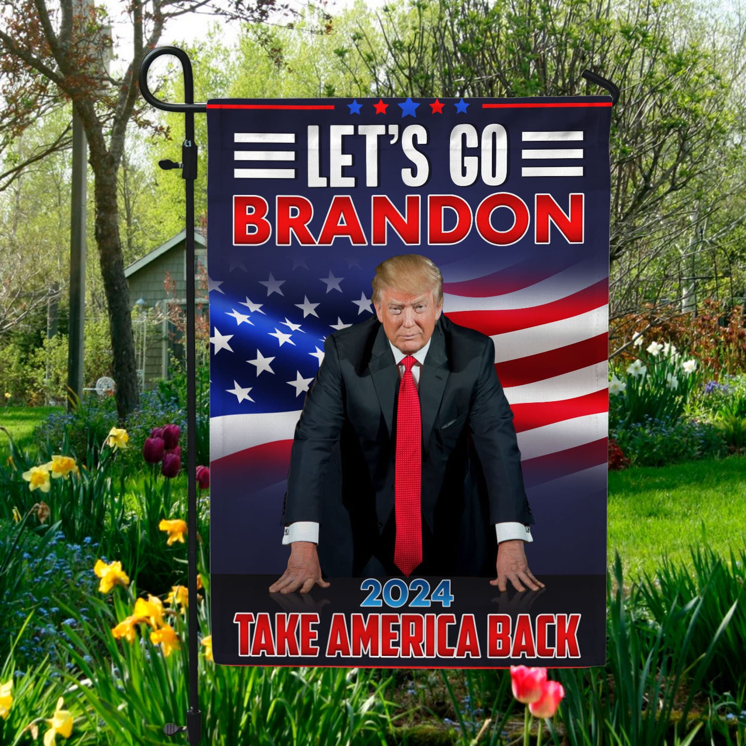 7vt. Let's Go Brandon Take America Back Garden Flag Mockup 5
