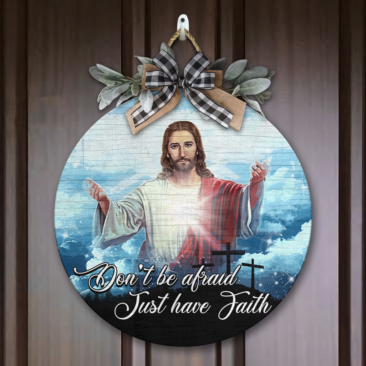 3o. Don't Be Afraid Door Sign Mockup 7