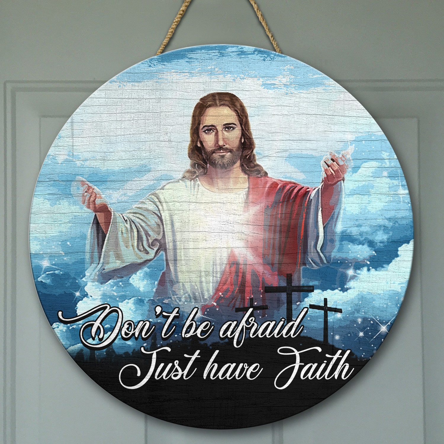 3o. Don't Be Afraid Door Sign Mockup 9
