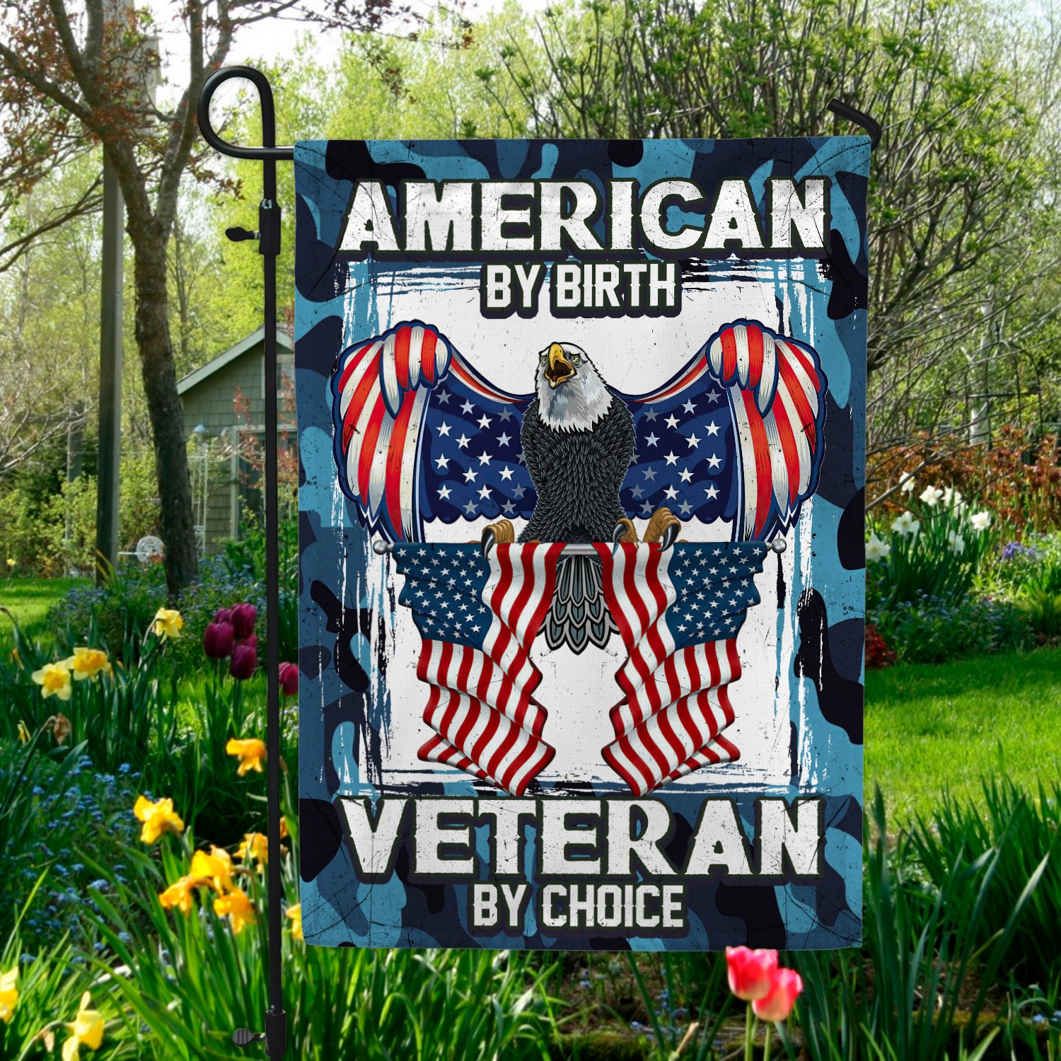 6kt. American By Birth Veteran 30x40 Garden Flag Mockup 5