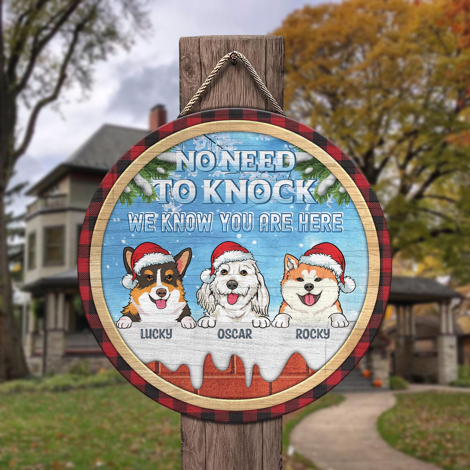 8vt. No Need To Knock Dog Breeds (sample Design 3) Door Sign Mockup 3