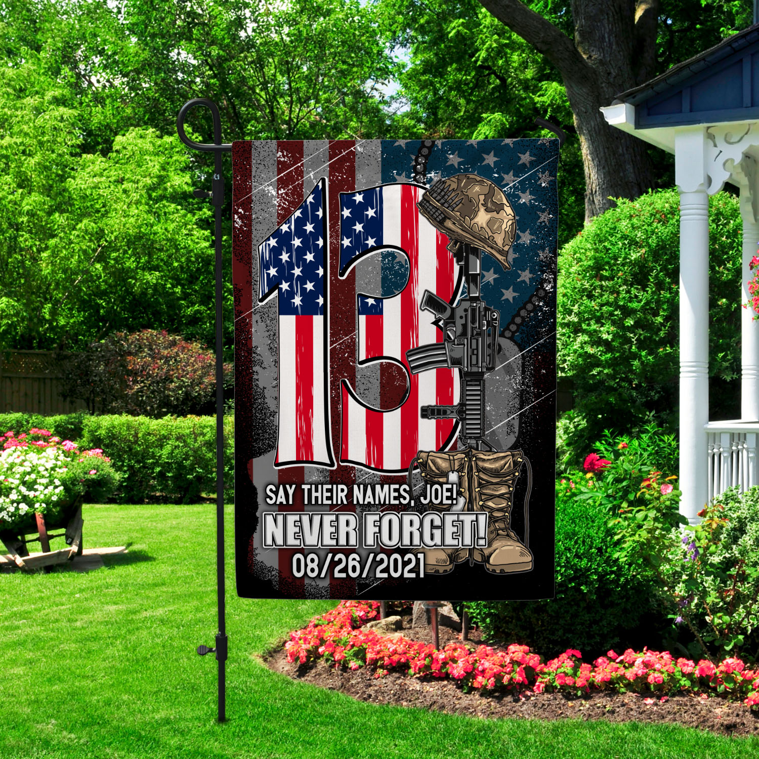 10vt. Say Their Names Joe Flag Garden Flag Mockup 2