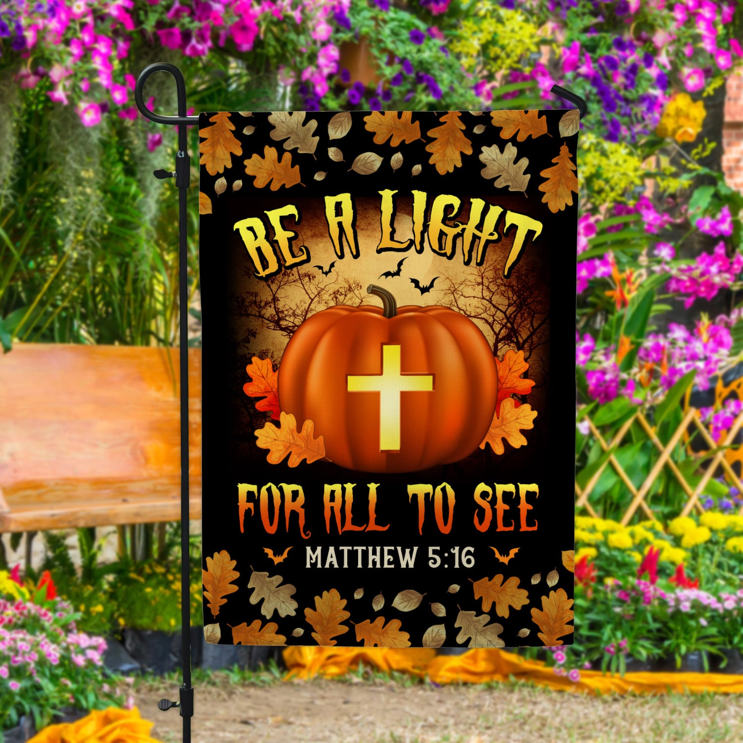 1th. Be A Light Garden Flag Mockup 4