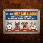 9vt. Dog Please Keep Gate Closed Sign 4 (sample Design) Metal Sign Mockup 14