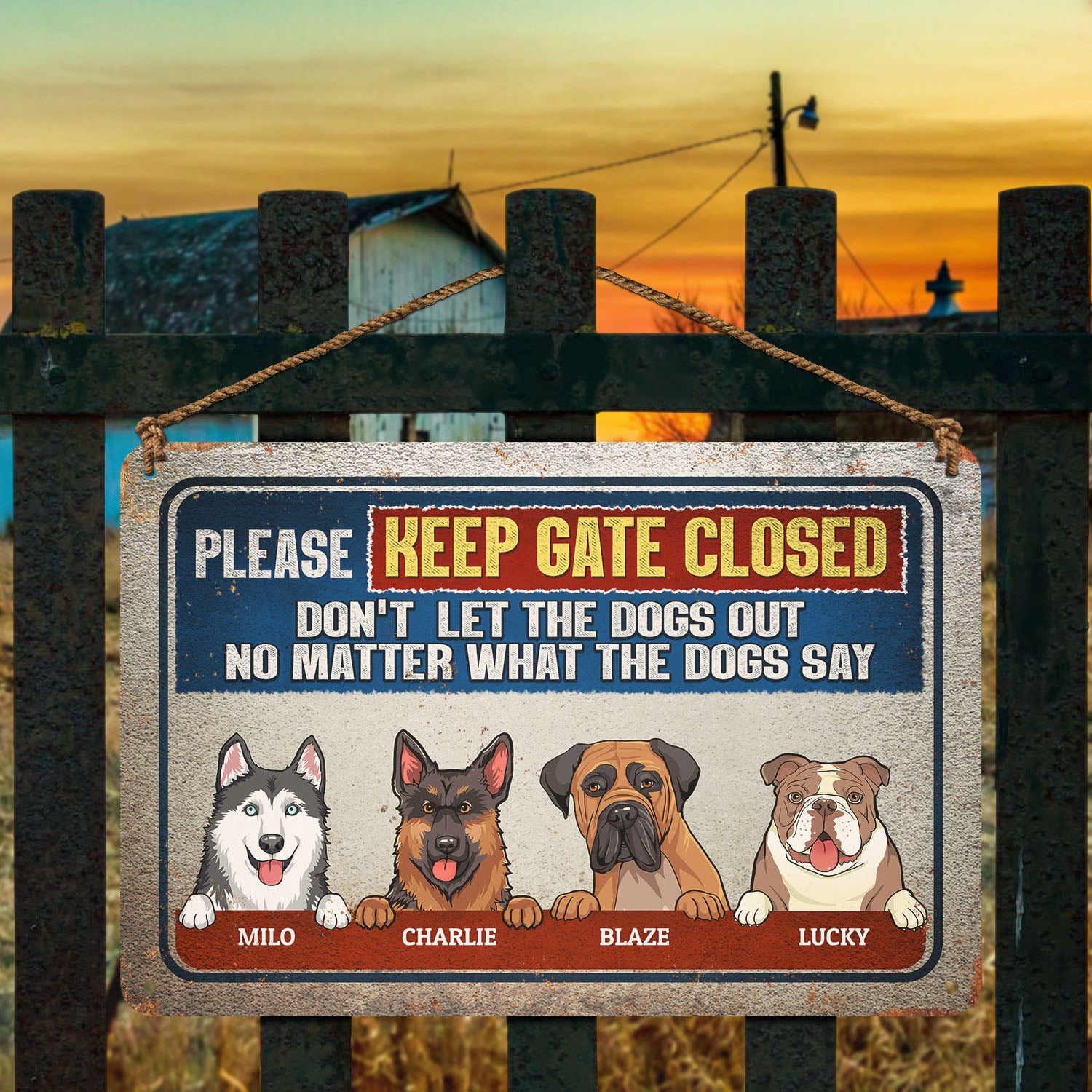 9vt. Dog Please Keep Gate Closed Sign 4 (sample Design) Metal Sign Mockup 4