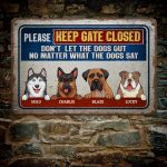 9vt. Dog Please Keep Gate Closed Sign 4 (sample Design) Metal Sign Mockup 7