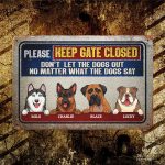 9vt. Dog Please Keep Gate Closed Sign 4 (sample Design) Metal Sign Mockup 10