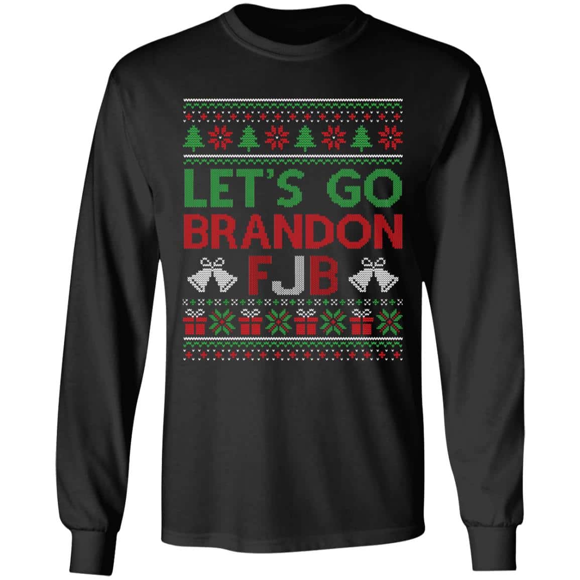 1TM. Let's Go Brandon Ugly Christmas, Black, Long Sleeve
