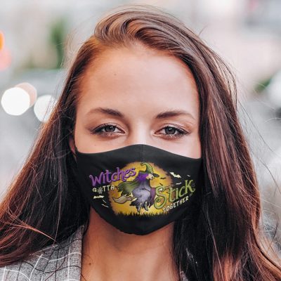 Witches Gotta Stick Together Washable Reusable Custom Printed Cloth Face Mask Cover