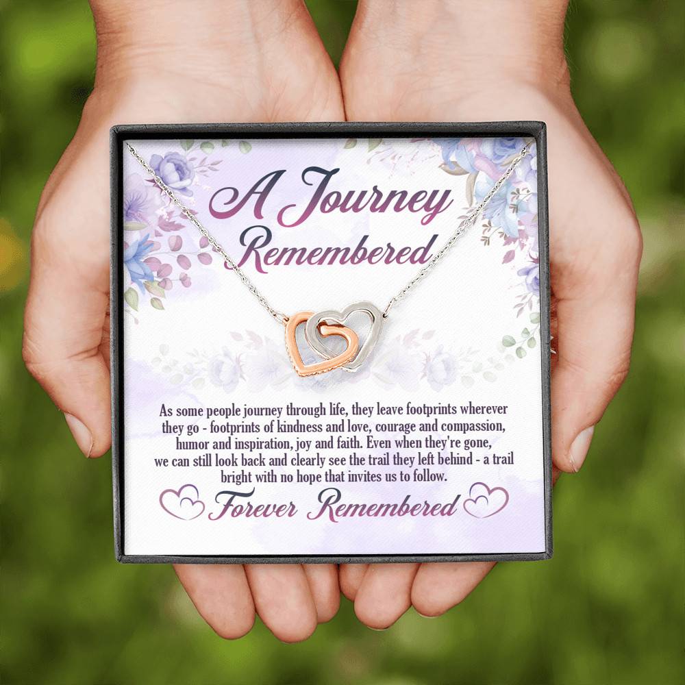 A Journey Remembered As Some People Journey Through Life Husband Memorial Interlocking Hearts Pendant Necklace