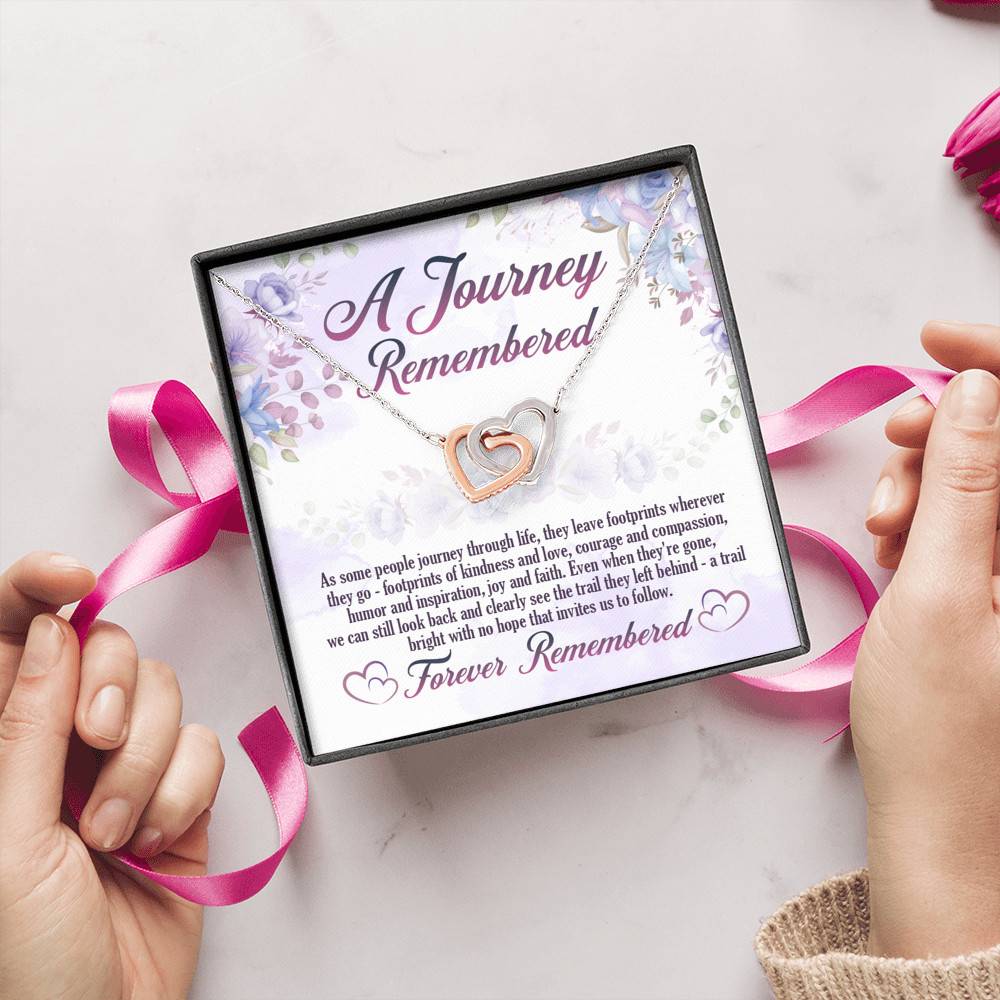 A Journey Remembered As Some People Journey Through Life Husband Memorial Interlocking Hearts Pendant Necklace