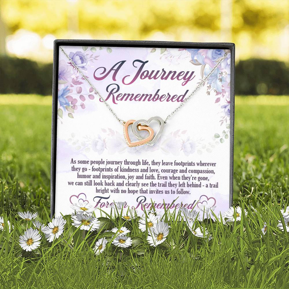 A Journey Remembered As Some People Journey Through Life Husband Memorial Interlocking Hearts Pendant Necklace