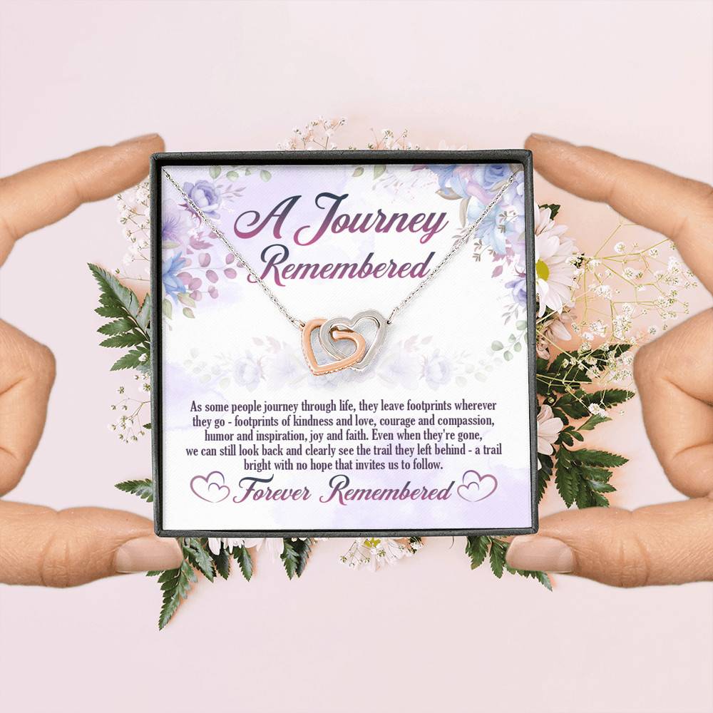 A Journey Remembered As Some People Journey Through Life Husband Memorial Interlocking Hearts Pendant Necklace