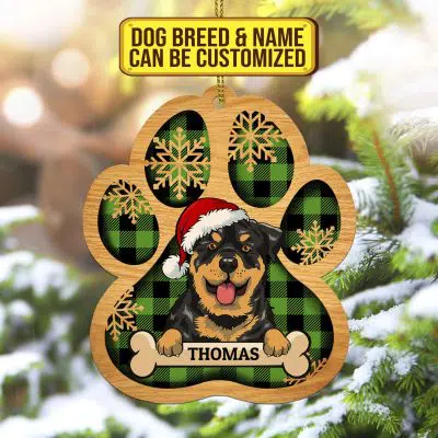 Alternative view of Personalized Dog Breeds Custom Shaped Wooden Christmas Ornament Keepsake - Custom Shaped Dog Lover Ornament