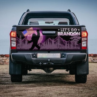 Alternative view of Bigfoot Let's Go Brandon American Flag Truck Tailgate Decal Sticker - Anti Biden Vinyl Graphic Decal Bumper Sticker