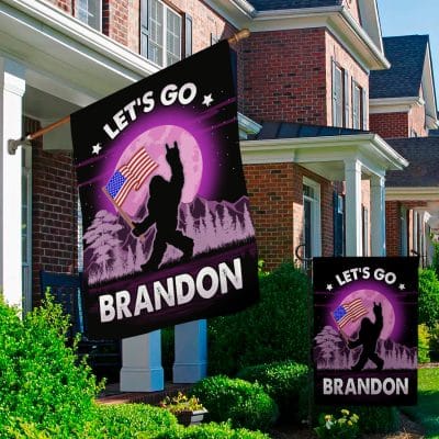Alternative view of Bigfoot Let's Go Brandon American Flag Outdoor Indoor Garden Flag - House Flag - Wall Flag