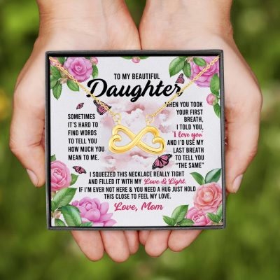 Alternative view of Sometimes It's Hard to Find Words I Love You Mom Daughter Gift Infinity Heart Pendant Necklace