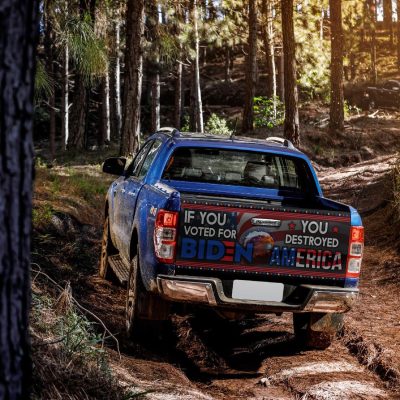 Alternative view of If You Voted For Biden You Destroyed America Truck Tailgate Decal Sticker Wrap - Vinyl Graphic Decal Sticker