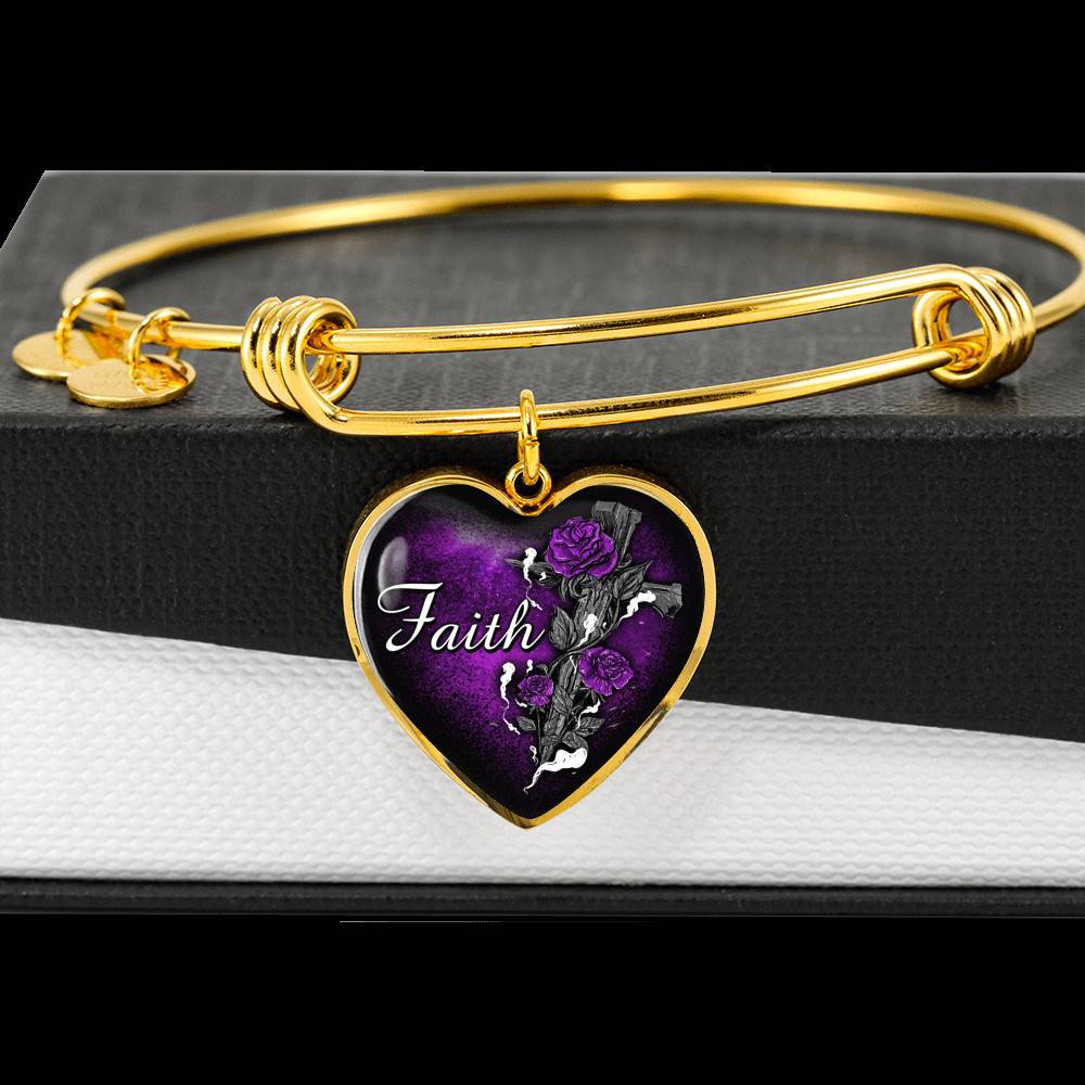 Faith Cross And Roses Heart Pendant Necklace - Christian Necklace For Women