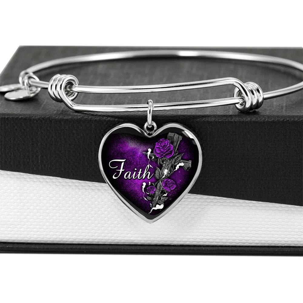Faith Cross And Roses Heart Pendant Necklace - Christian Necklace For Women
