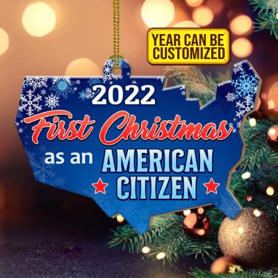 Personalized Year First Christmas As An American Citizen Decorative Custom Shaped Wooden Christmas Ornament Keepsake