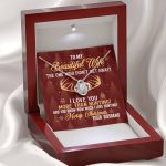 To My Beautiful Wife The One Who Didn't Get Away I Love You More Than Hunting Christmas Love Knot Pendant Necklace