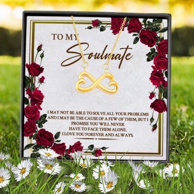 Alternative view of To My Soulmate I May Not Be Able To Solve All Your Problems Infinity Heart Pendant Necklace