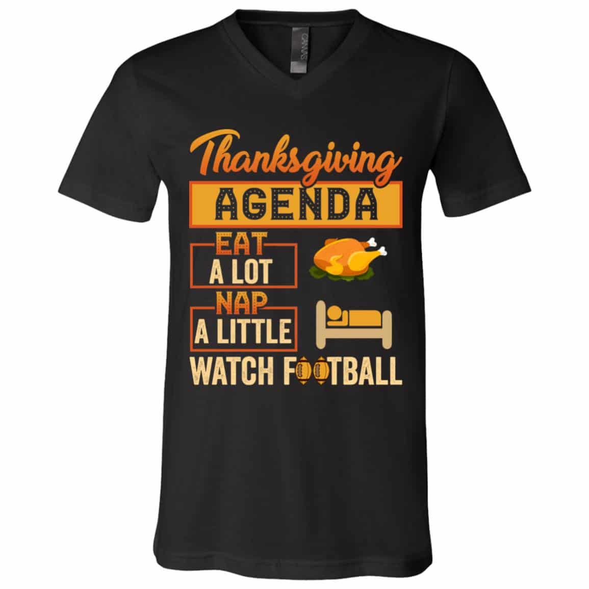 football t, Black, V-Neck T-Shirt