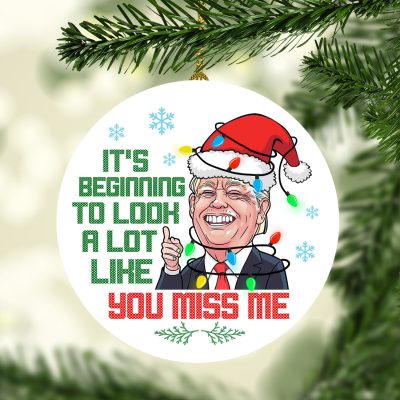 Alternative view of It's Beginning to Look a Lot Like You Miss Me Funny Trump Christmas Light Decorative Christmas Circle Ornament – Holiday Circle Ornament
