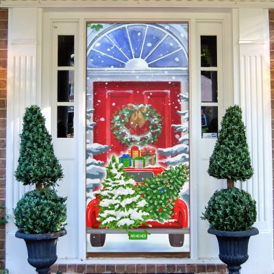 Christmas Snow Christmas Tree Decorative Door Cover - Christmas Door Decoration