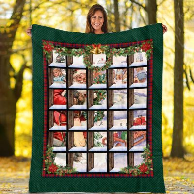 Christmas Glass Santa Fleece Blanket - Mink Sherpa Blanket - Woven Blanket - Christmas Blanket Gift