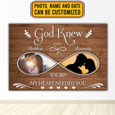 Alternative view of Custom Photo God Knew My Heart Needed You Personalized Couple Name Framed Canvas Prints - Wall Art - Poster