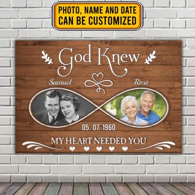 Custom Photo God Knew My Heart Needed You Personalized Couple Name Framed Canvas Prints - Wall Art - Poster