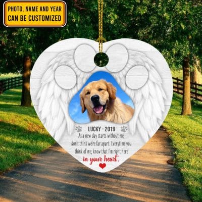 Personalized Photo Sympathy Gifts As A New Day Starts Without Me Don't Think We're Far Apart Decorative Christmas Heart Ornament Keepsake