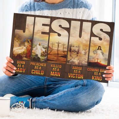 Alternative view of Jesus Born As A Baby Coming Back As A King Framed Canvas Prints - Jesus Christ Wall Art - Christian Cross Poster