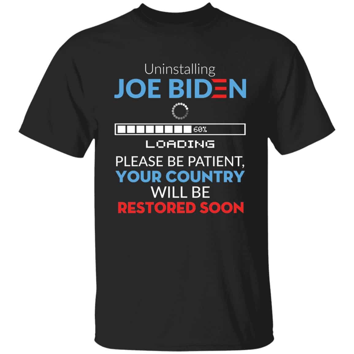 3O. Uninstalling Joe Biden (Tee), Black, Unisex T-Shirt