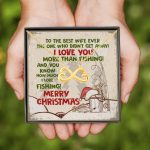 6VT. Fishing To The Best Wife Ever Infinity Heart Necklace (Gold)