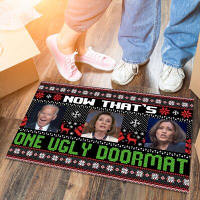 Alternative view of Now That's One Ugly Doormat Funny Biden Harris Nancy Ugly Christmas House Doormat - Outdoor Indoor Doormat