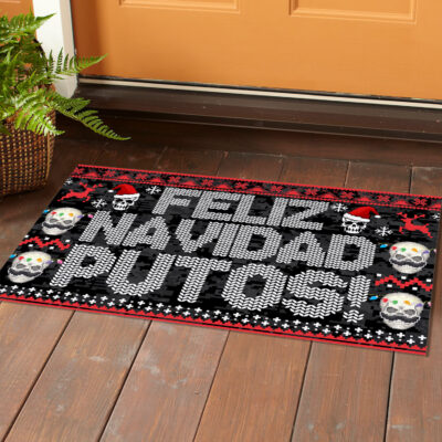 Alternative view of Feliz Navidad Putos Ugly Christmas House Doormat - Funny Christmas Outdoor Indoor Doormat