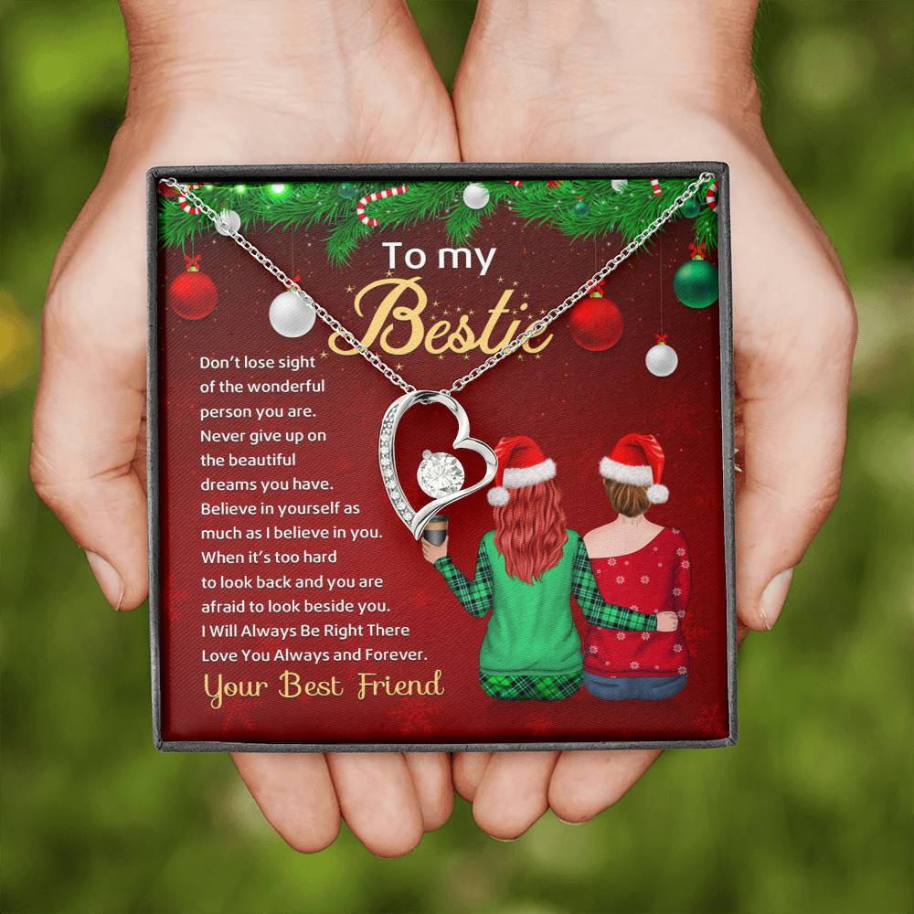 Bestie Don't Lose Sight of the Wonderful Person You Are Never Give Up Forever Love Pendant Necklace