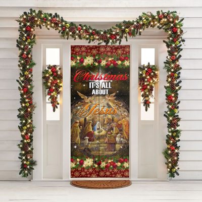 Alternative view of Christmas It's All About Jesus Merry Christmas Decorative Door Cover - Xmas Door Decoration