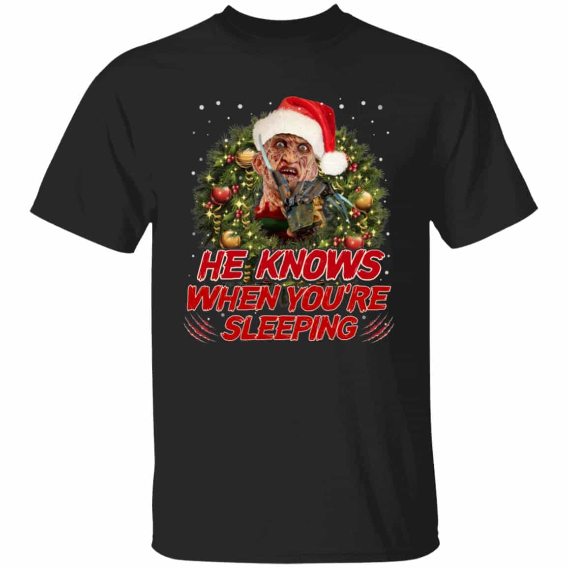 2. Freddy CLAWS He Knows When Sleeping (6), Black, Unisex T-Shirt