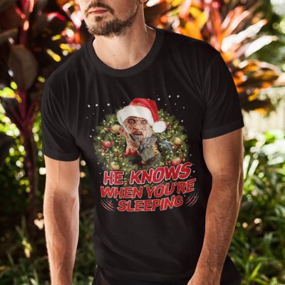 Alternative view of Freddy Claw He Knows When You Are Sleeping Christmas T-Shirt - Hoodie - Sweatshirt