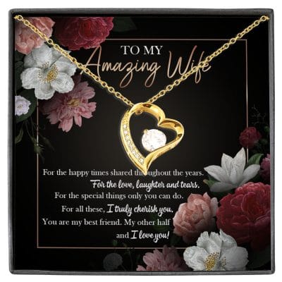 To My Amazing Wife I Love You Forever Love Pendant Necklace - Wife Necklace Jewelry Gifts From Husband