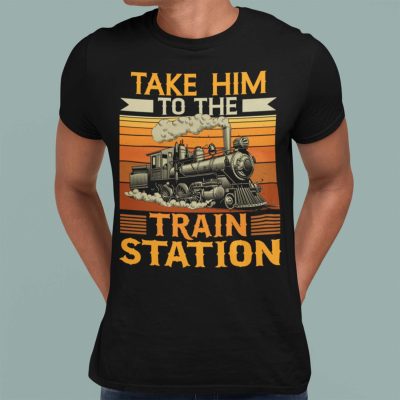 Alternative view of Take Him To The Train Station Vintage Retro T-Shirt - V-Neck Shirt