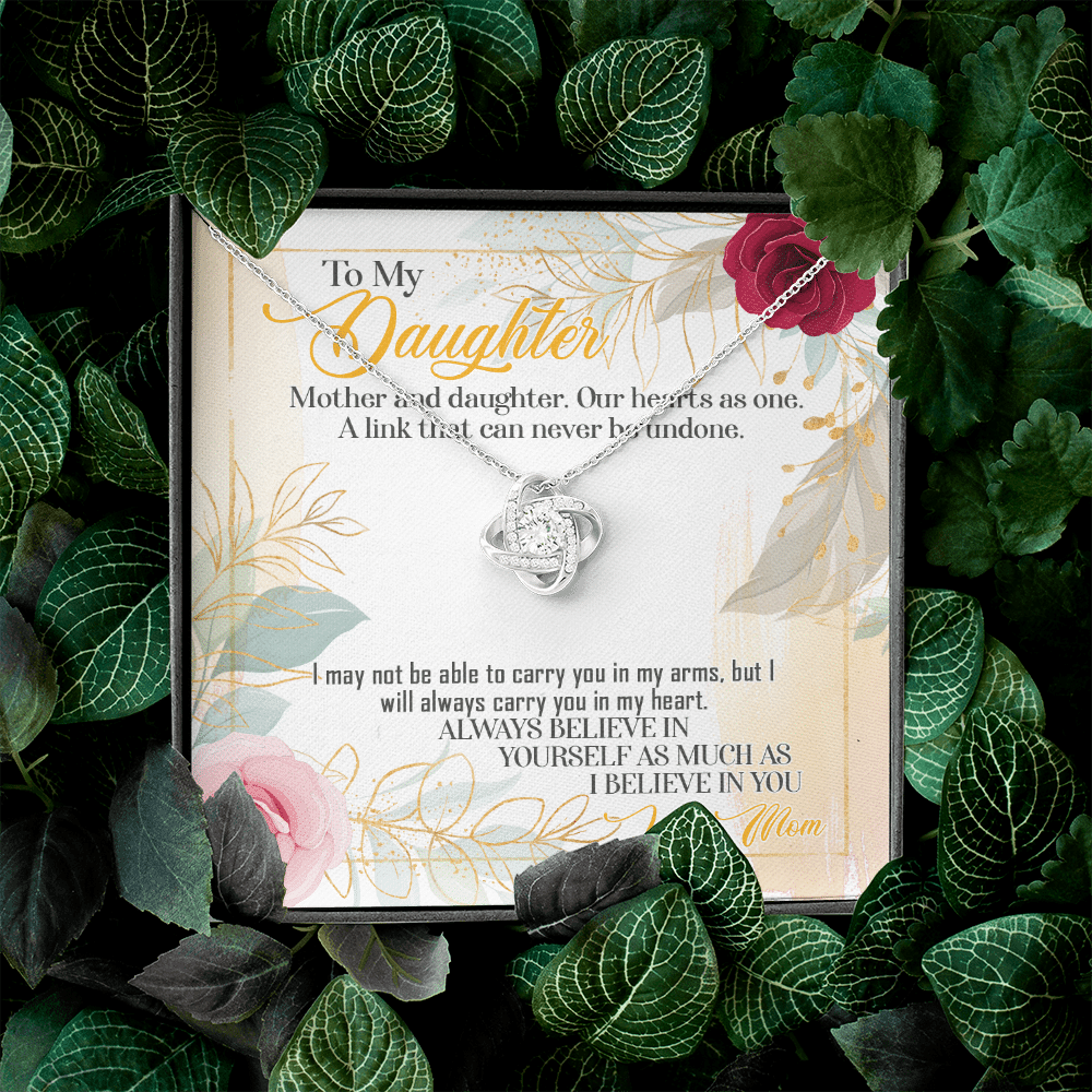 From Mom To My Daughter Mother And Daughter Our Hearts As One Love Knot Necklace