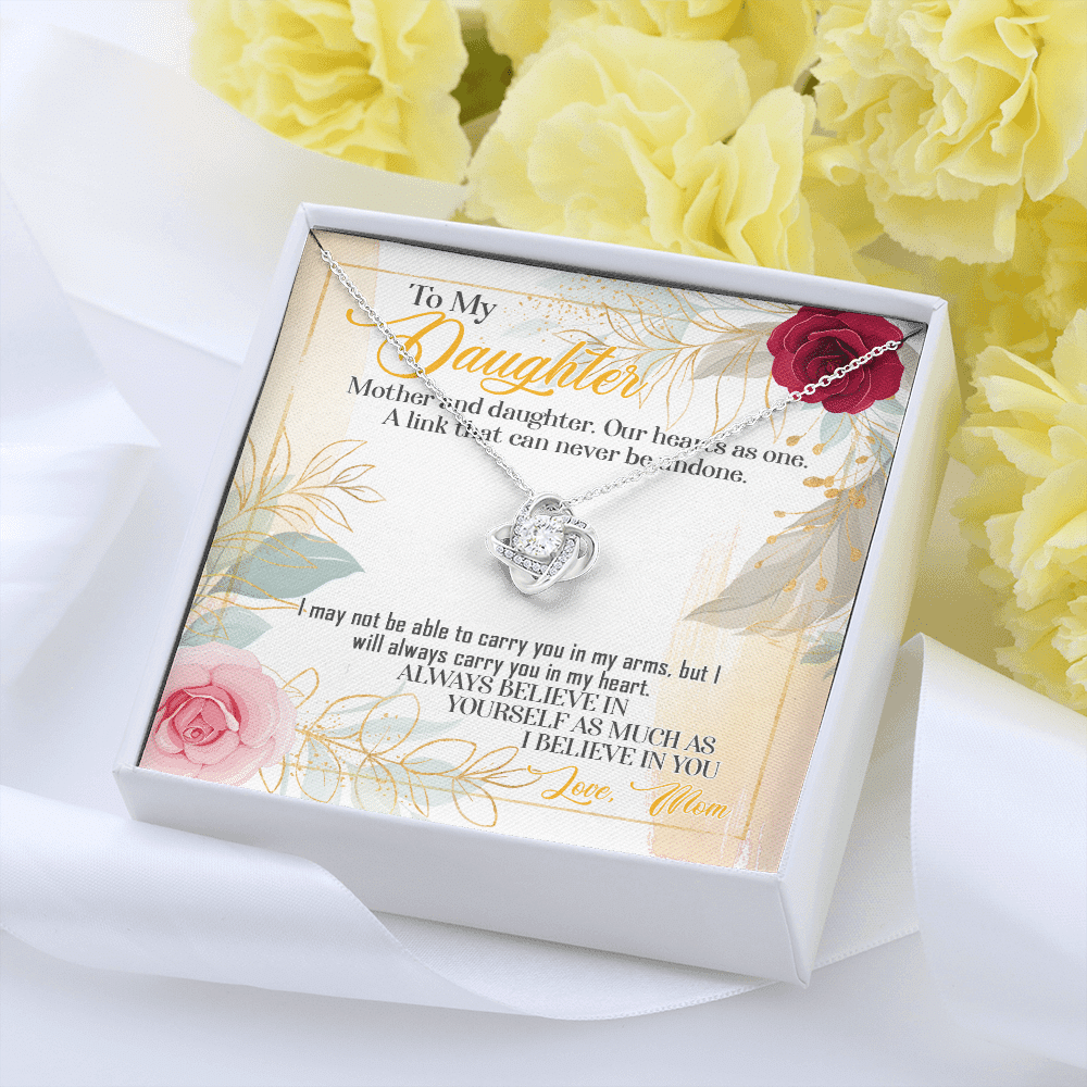 From Mom To My Daughter Mother And Daughter Our Hearts As One Love Knot Necklace
