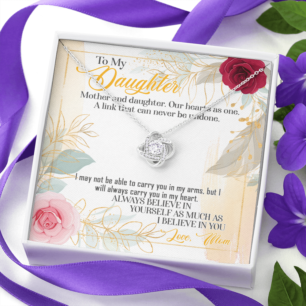 From Mom To My Daughter Mother And Daughter Our Hearts As One Love Knot Necklace